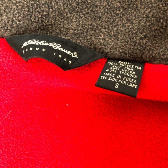 Eddie Bauer Vest Small Unisex Red Gray Micro-Fleece Zip Pockets Drawstring Waist - Picture 5 of 8